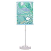 Teal Green Blue Marble Fluid Art Table Lamp (Front)
