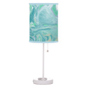 Teal Green Blue Marble Fluid Art   Table Lamp (Left)