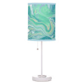 Teal Green Blue Marble Fluid Art   Table Lamp (Right)