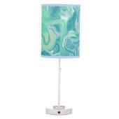 Teal Green Blue Marble Fluid Art   Table Lamp (Back)