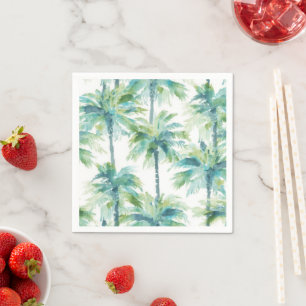Teal Green Blue Palm Trees Napkins