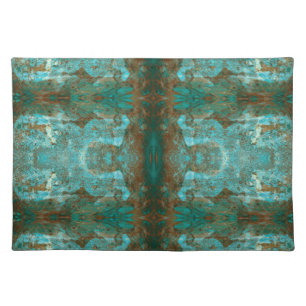 Teal Green Blue Rust Brown Abstract Southwestern Cloth Placemat