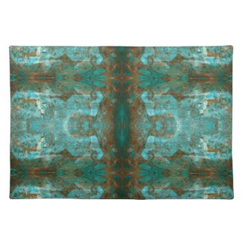 Teal Green Blue Rust Brown Abstract Southwestern Cloth Placemat by artbyjocelyn at Zazzle