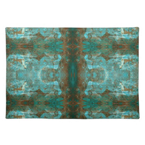 Teal Green Blue Rust Brown Abstract Southwestern Cloth Placemat