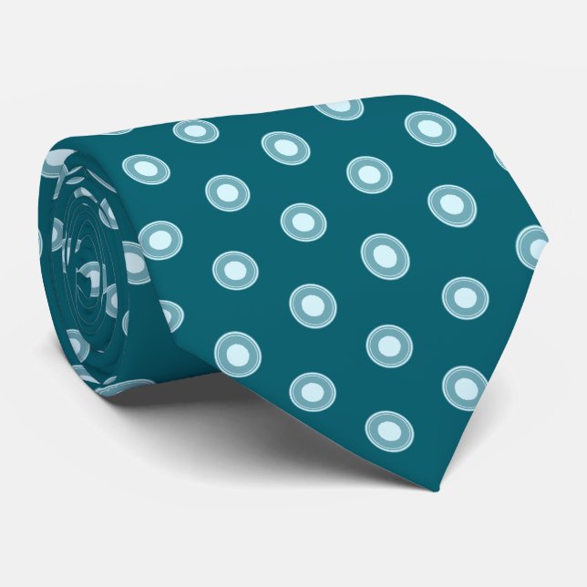 Teal Green Blue White Dot Pattern  Neck Tie (Rolled)