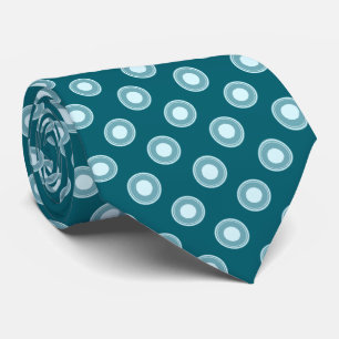 Teal Green Blue White Dot Pattern Neck Tie