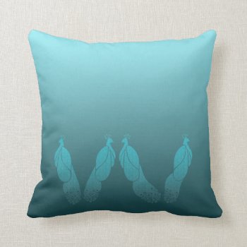 Teal Green Blue With Art Deco Peacocks Pillow by Truly_Uniquely at Zazzle