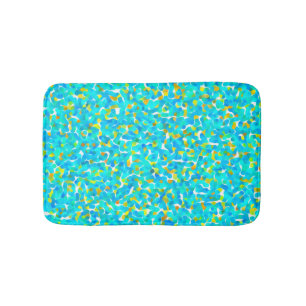 Teal Green Blue Yellow Abstract Pattern Bathroom Mat