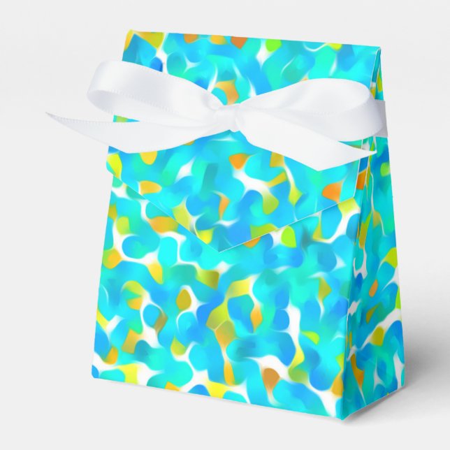 Teal Green Blue Yellow Abstract Pattern Favor Boxes (Front Side)