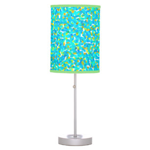 Teal Green Blue Yellow Abstract Pattern Table Lamp