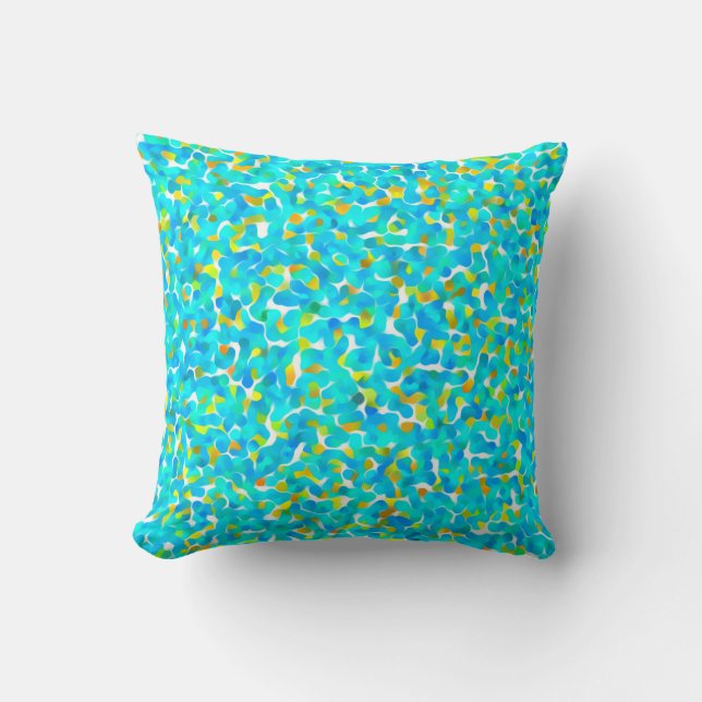Teal Green Blue Yellow Abstract Pattern  Throw Pillow (Front)
