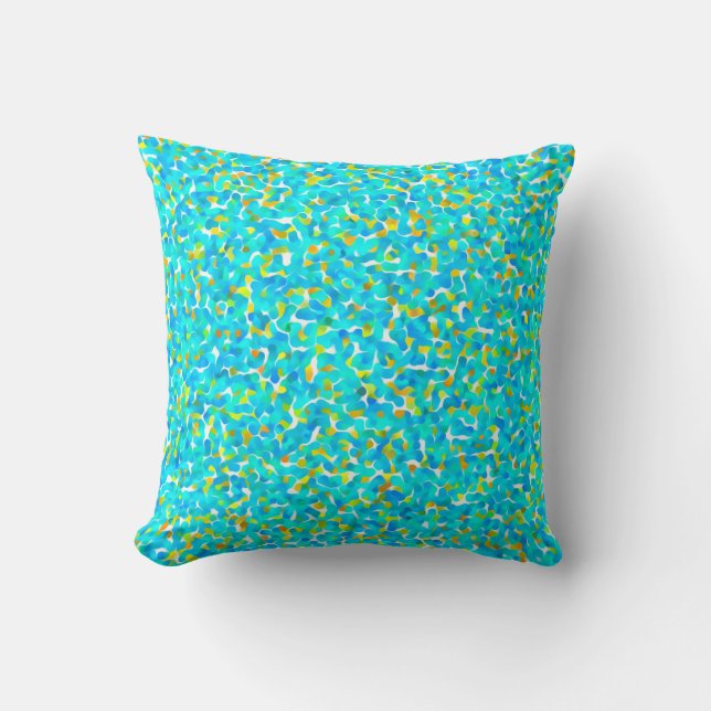 Teal Green Blue Yellow Abstract Pattern Throw Pillow (Front)