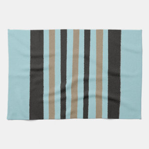 Teal Green Blue Yellow Black Stripes Kitchen Towel