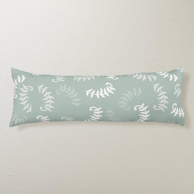 Teal Green Botanical Leaves  Body Pillow (Front)