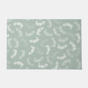 Teal Green Botanical Leaves Doormat