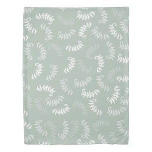 Teal Green Botanical Leaves Duvet Cover