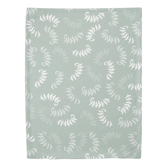 Teal Green Botanical Leaves Duvet Cover (Front)