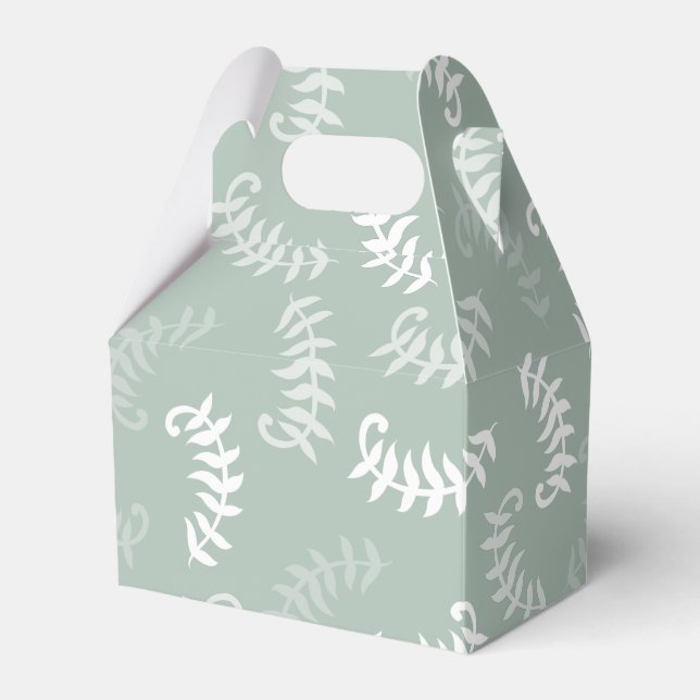 Teal Green Botanical Leaves Favor Boxes (Front Side)