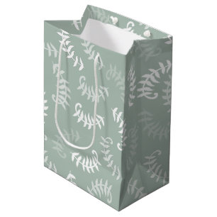 Teal Green Botanical Leaves Medium Gift Bag