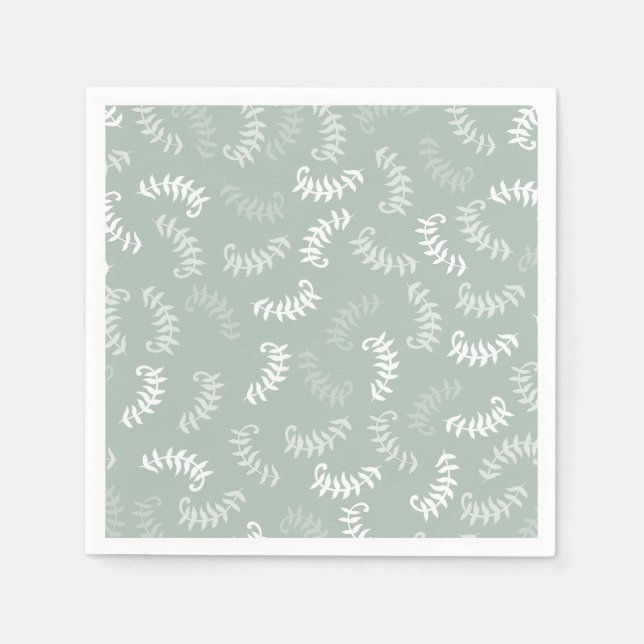 Teal Green Botanical Leaves   Napkins (Front)