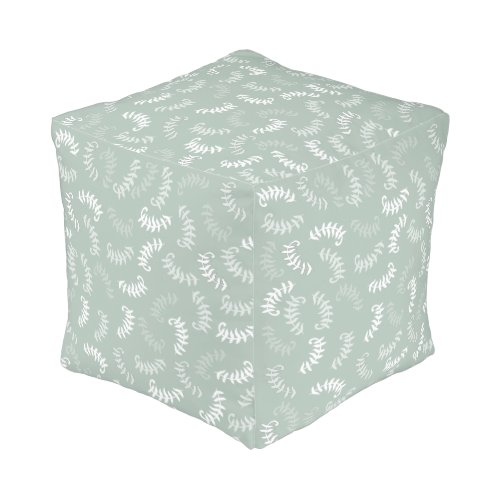 Teal Green Botanical Leaves  Pouf