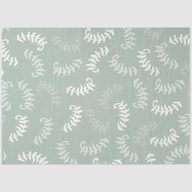Teal Green Botanical Leaves   Tissue Paper (Front)