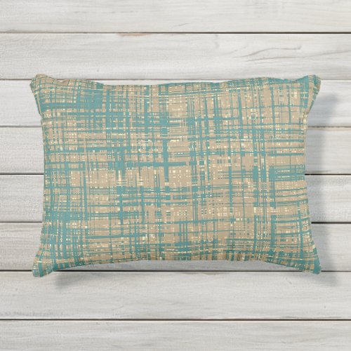 Teal Green Brown Beige Cream Tan Stripe Pattern Outdoor Pillow