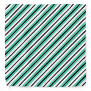 Teal Green Brown Black White Stripes Bandana