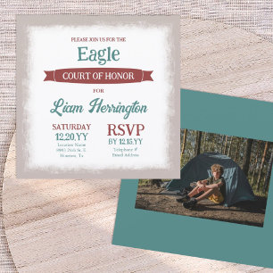 Teal Green, Burgundy Eagle Scout Court of Honor Invitation