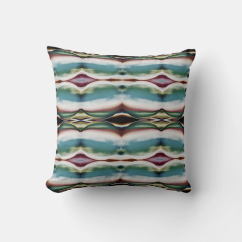 Teal Green Burgundy White Watercolor Large Tile Throw Pillow