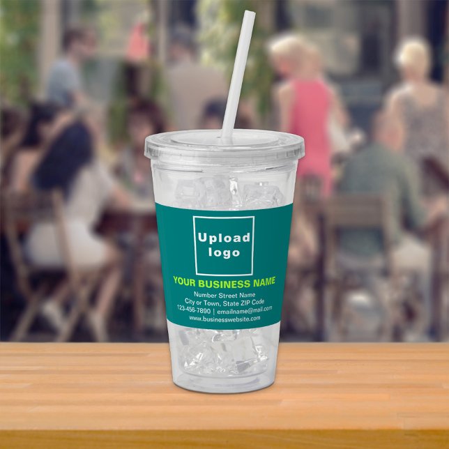 Teal Green Business Brand on Acrylic Tumbler (Acrylic tumbler with your business brand in teal green)