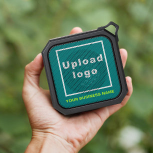 Teal Green Business Brand on Bluetooth Speaker