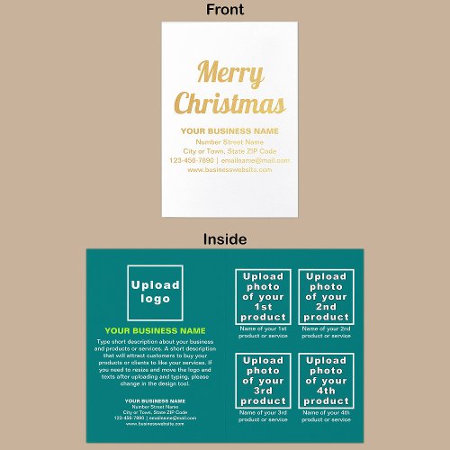 Teal Green Business Brand on Christmas Foil Card