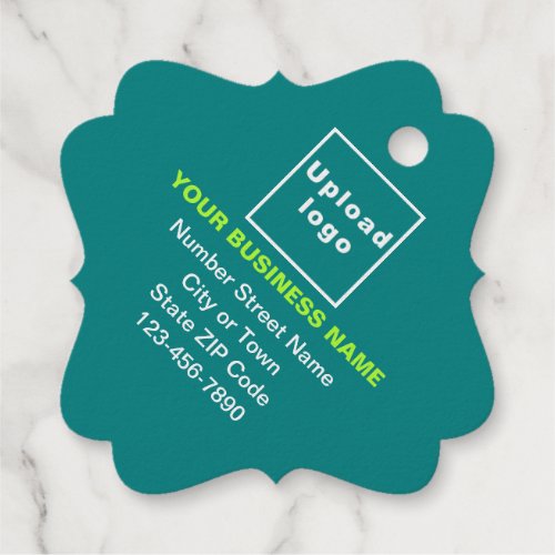 Teal Green Business Brand on Fancy Square Foil Tag