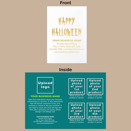 Teal Green Business Brand on Halloween Foil Card