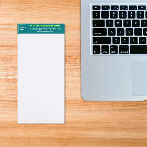 Teal Green Business Brand on Heading of Long Magnetic Notepad