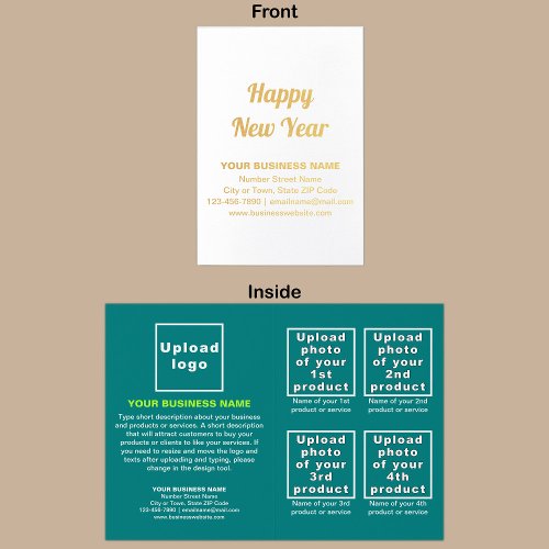 Teal Green Business Brand on New Year Foil Card