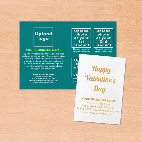 Teal Green Business Brand on Valentine Foil Card