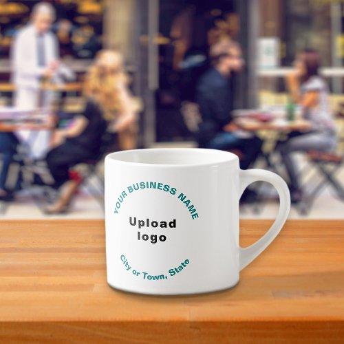 Teal Green Business Brand Round Pattern Texts on Espresso Cup