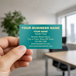 Teal Green Business Cards with Foil Text