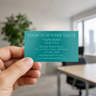 Teal Green Business Cards with Raised Spot Gloss