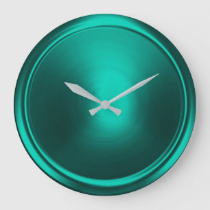 Teal Green Button Large Clock