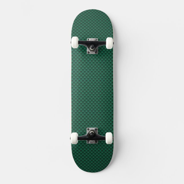 Teal Green Carbon Fiber Print Skateboard Deck (Front)
