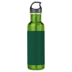 Teal Green Carbon Fiber Print Stainless Steel Water Bottle