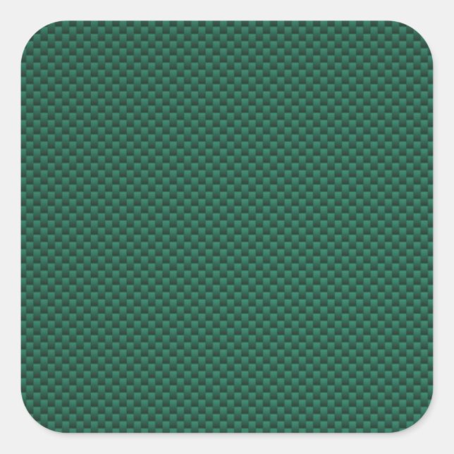 Teal Green Carbon Fiber Style Print Square Sticker (Front)