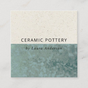 Teal Green Ceramic Glazed Speckled Texture QR Code Square Business Card