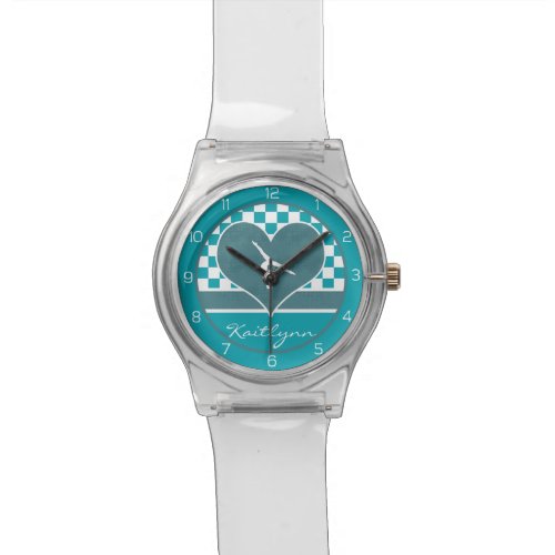 Teal Green Checkered Gymnastics with Monogram Watches