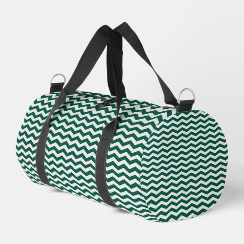 Teal Green Chevron zig zag stripe pattern Duffle Bag