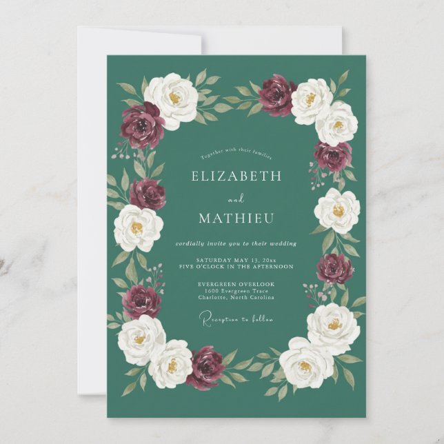 Teal Green Chic Winter Wedding Invitation (Front)