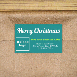 Teal Green Christmas Business Rectangle Sticker